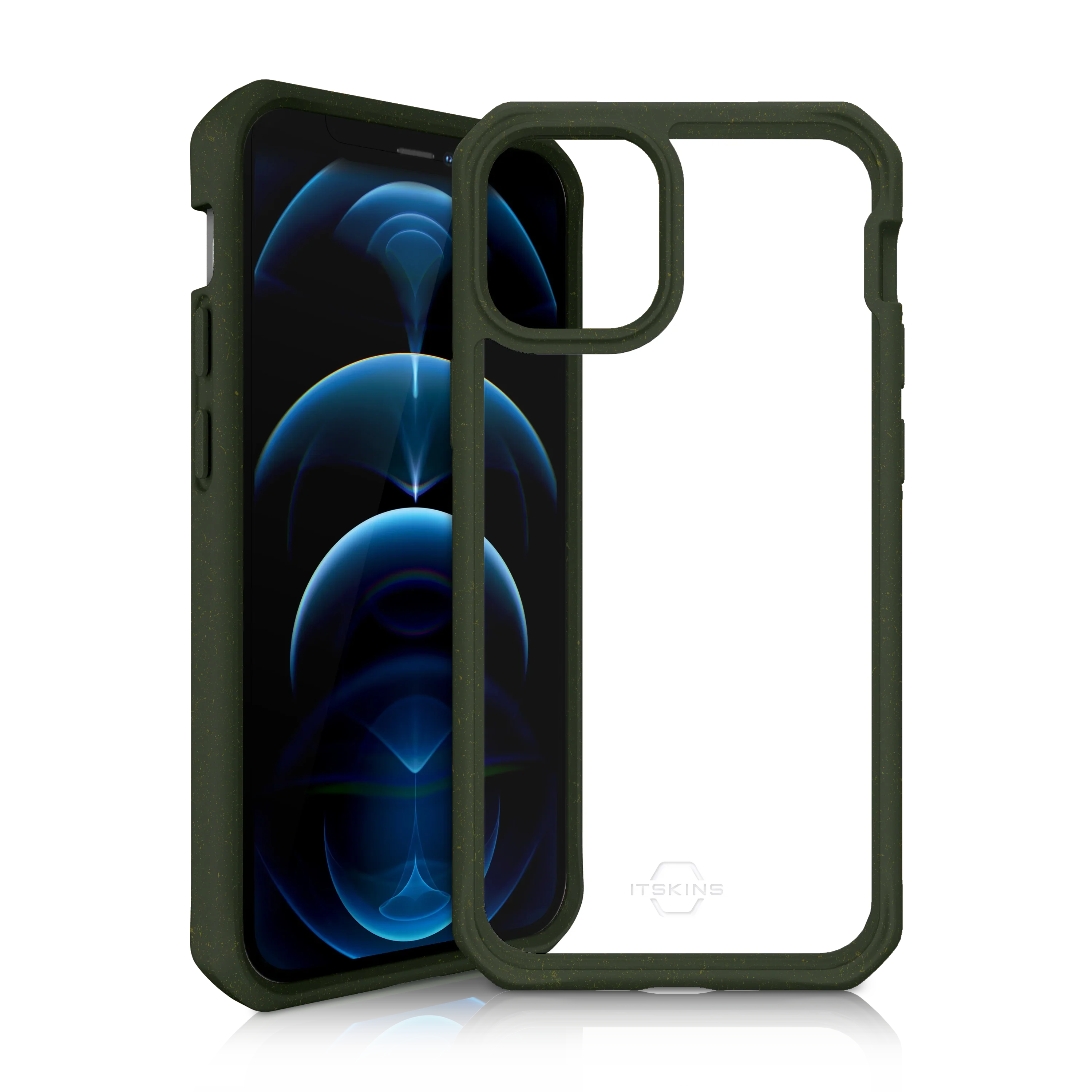 Itskins Feroniabio Pure iPhone 12 Pro Max Case - Kaki And Transparent - Tashqila Itskins Feroniabio Pure iPhone 12 Pro Max Case - Kaki And Transparent - Tashqila